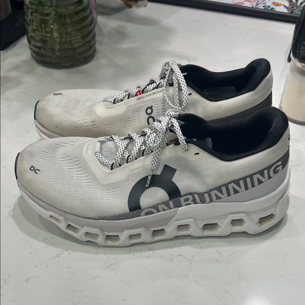 On Running Men's White and Black Athletic Shoes, size 12 M, no holes or stains